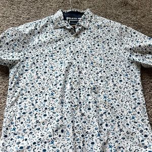 Denim & flower button down shirt